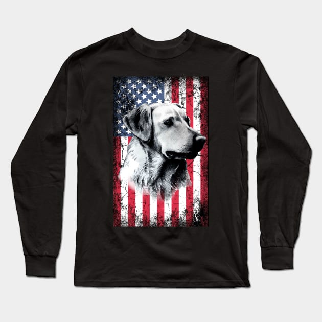 Patriotic Labrador American Flag Long Sleeve T-Shirt by Sinclairmccallsavd